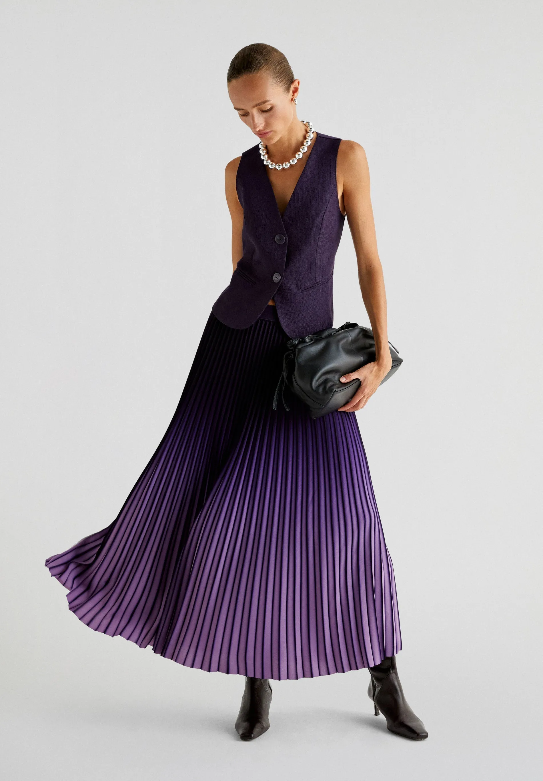 PLEATED TIE-DYE MIDI SKIRT