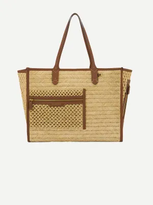 Raffia Pocket Tote with Cedar