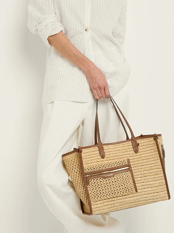 Raffia Pocket Tote with Cedar