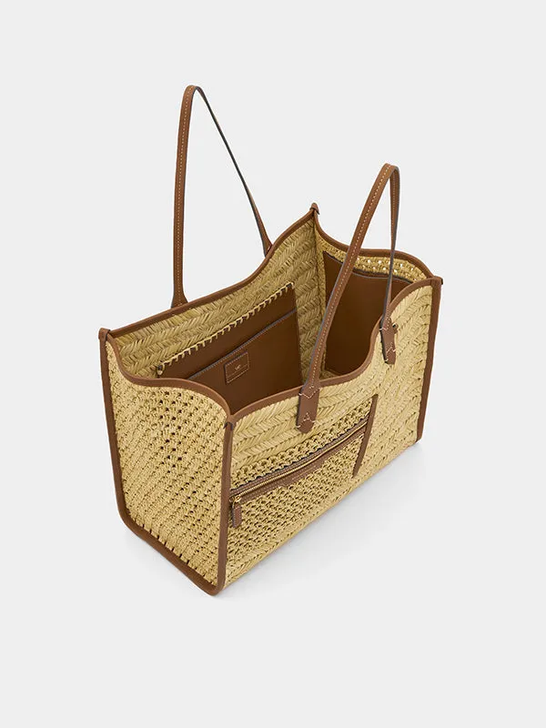 Raffia Pocket Tote with Cedar