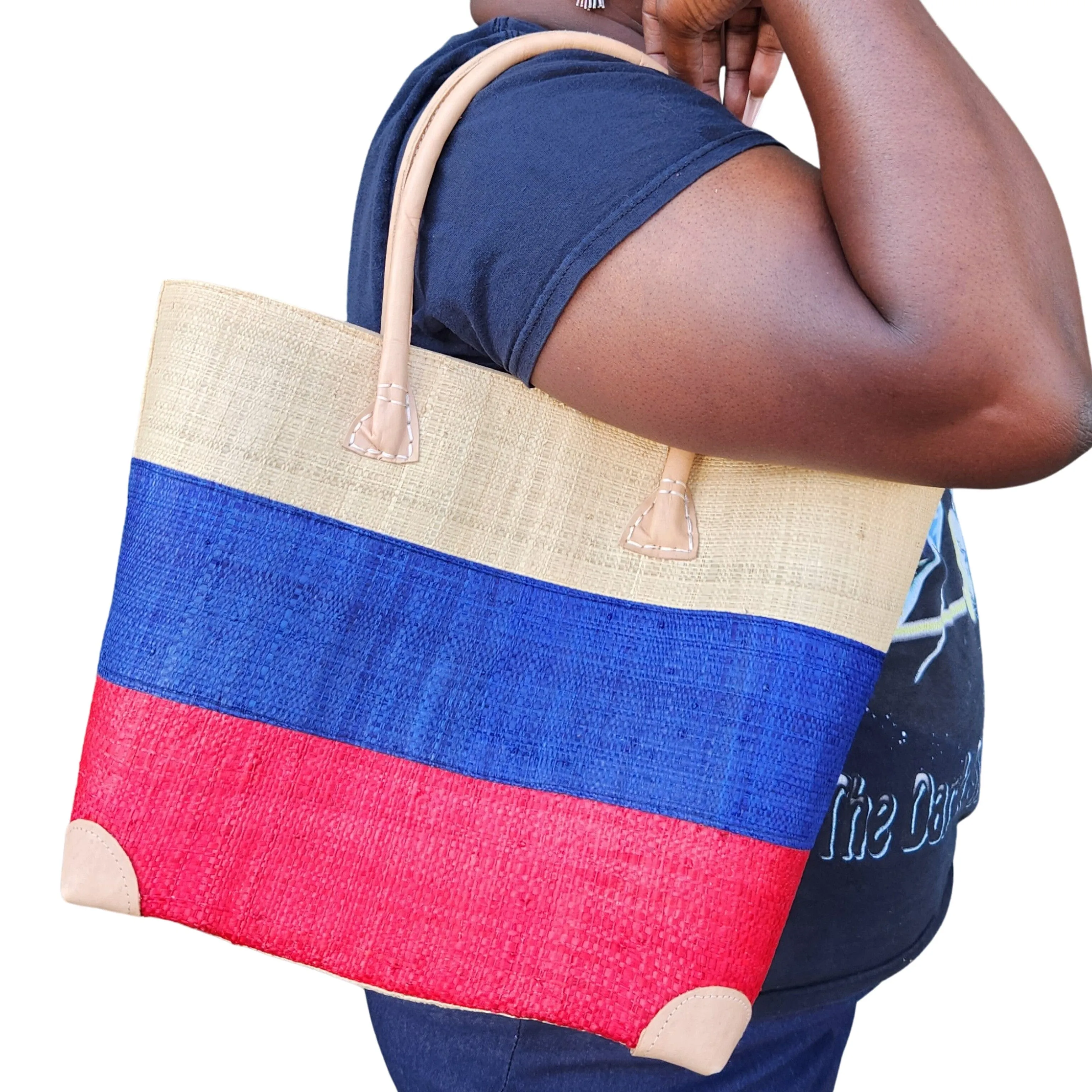 Ravelo: Authentic Madagascar Raffia and Leather Tote Bag