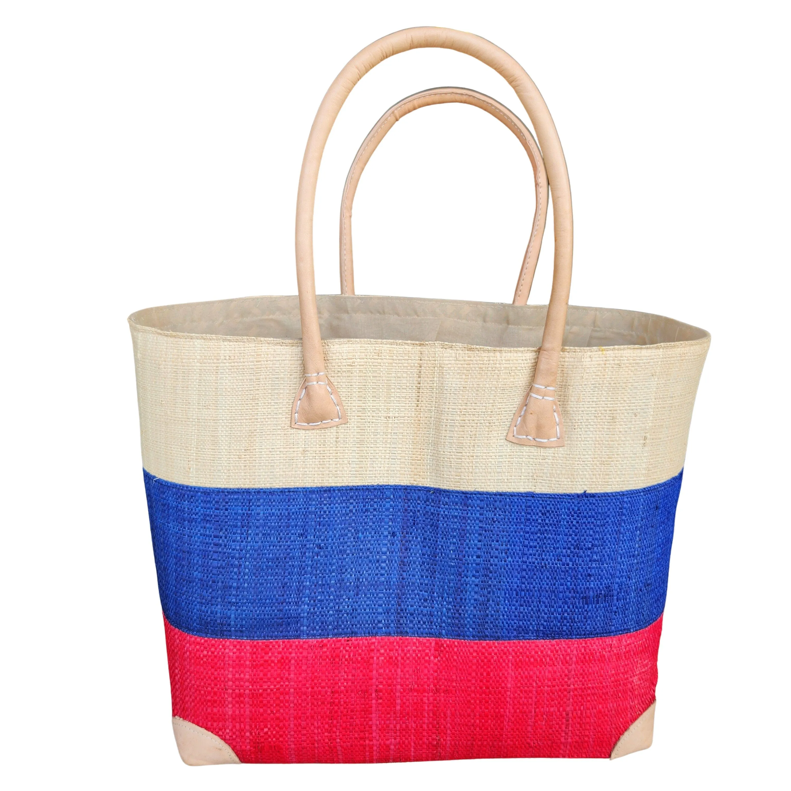 Ravelo: Authentic Madagascar Raffia and Leather Tote Bag