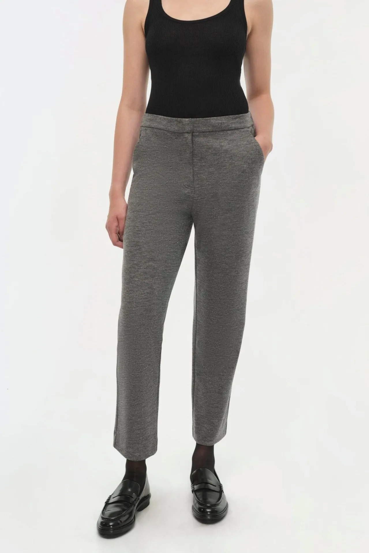 Simkhai Hayley Cropped Straight Pant in Warm Grey