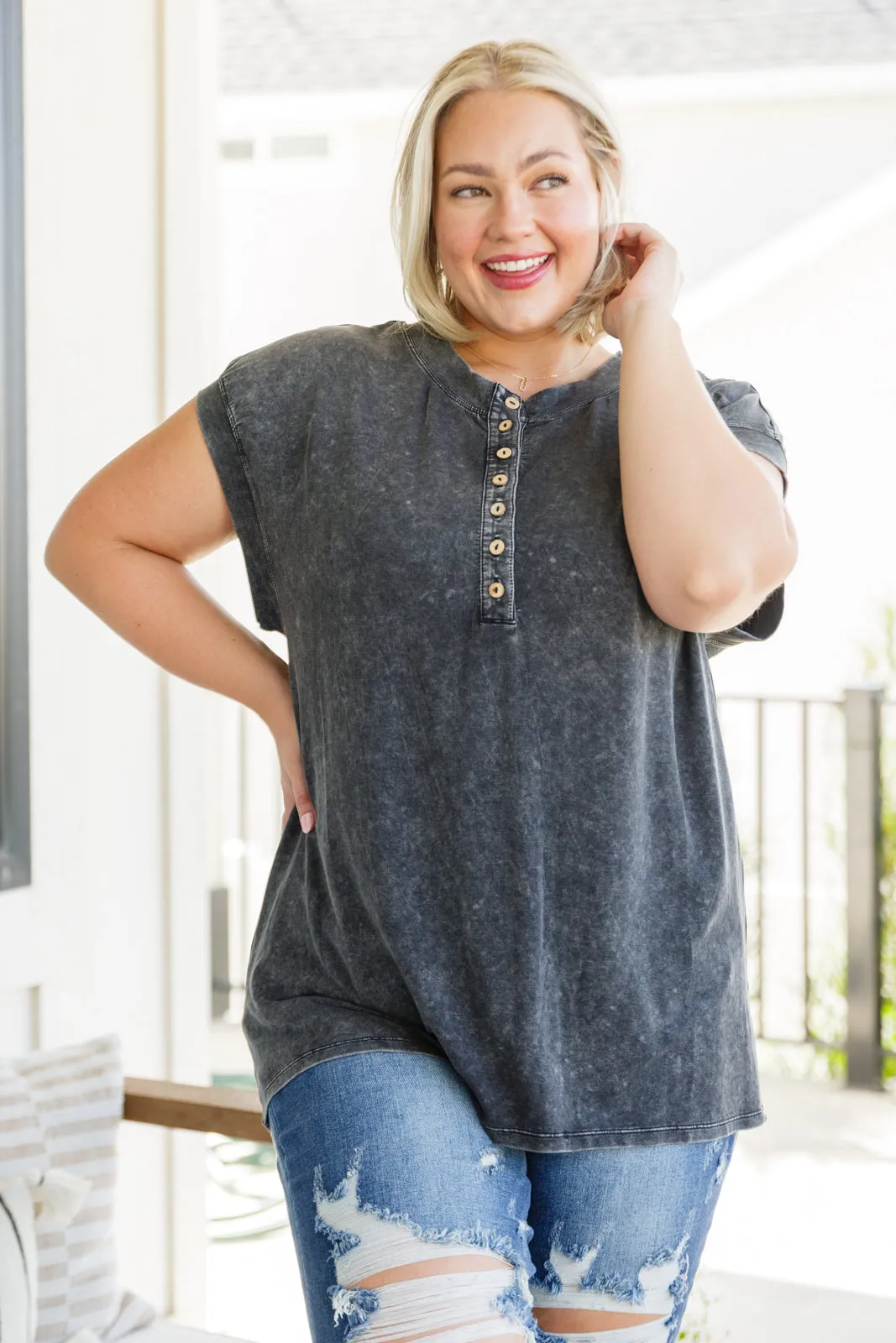 SP24- She's Alright Mineral Wash Sleeveless Henley (Reg & Curvy)