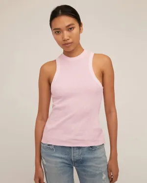 Stretch Waffle Bay Slim Knit Tank in Peony