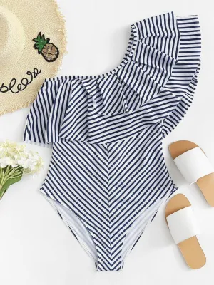 Striped Flounce Swimsuit
