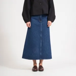 [STUDIO NICHOLSON WOMEN] BARINGO A LINE DENIM SKIRT _ INDIGO WASH