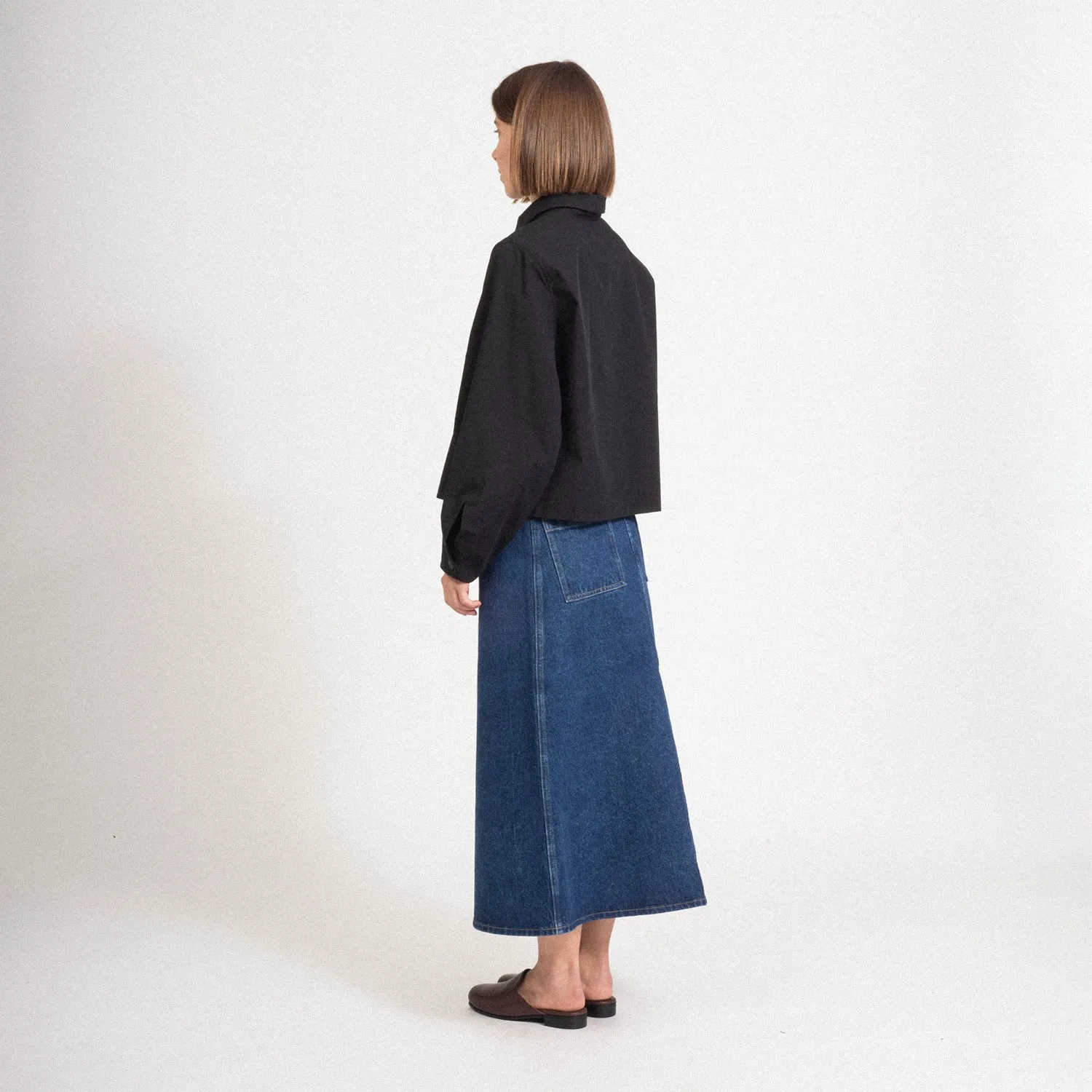 [STUDIO NICHOLSON WOMEN] BARINGO A LINE DENIM SKIRT _ INDIGO WASH