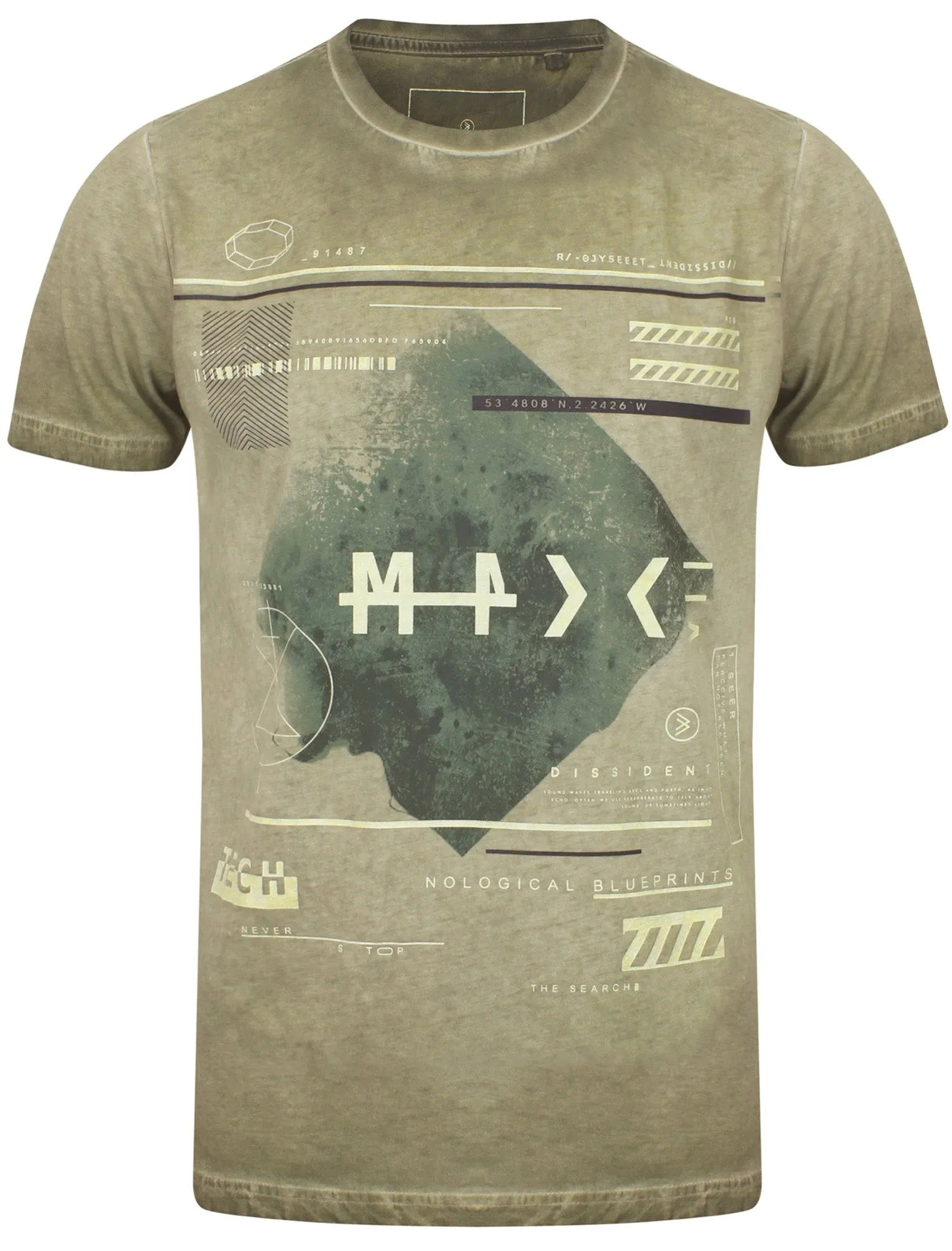 Yasu Motif Burnout Cotton Slub T-Shirt In Khaki - Dissident